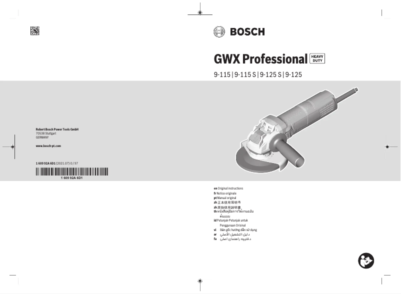 Página 1 del manual Manual de usuario Bosch GWX 9-115 Professional