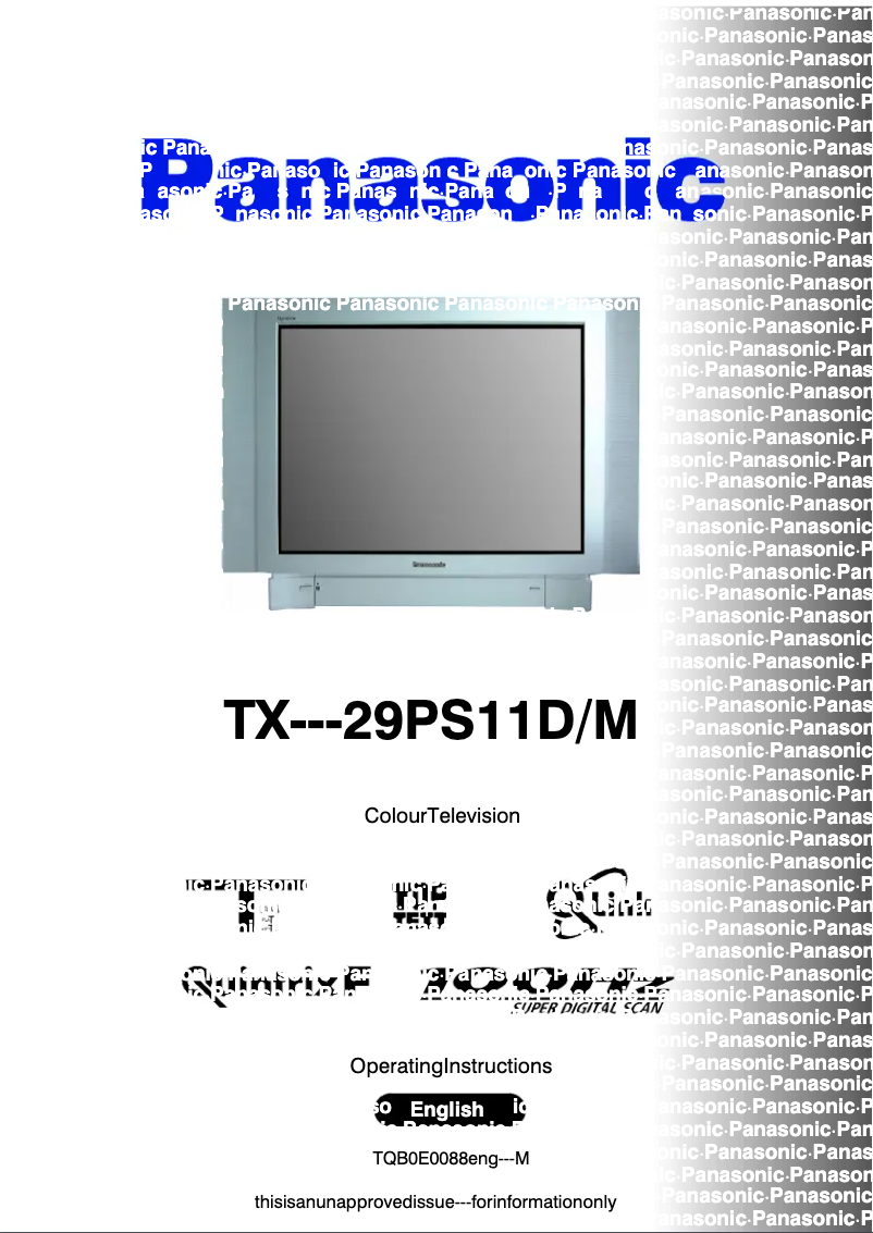 Page 1 de la notice Manuel utilisateur Panasonic TX-29PS11DM