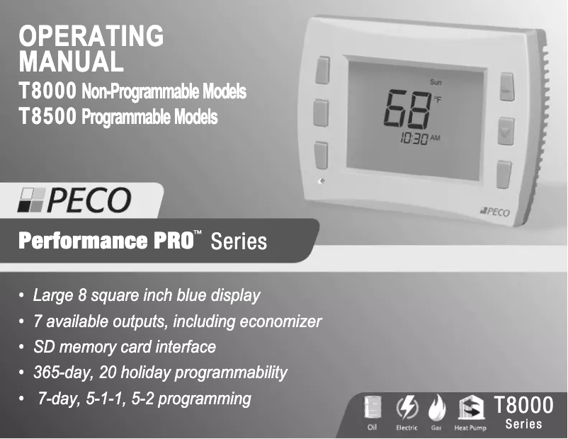 Page 1 de la notice Manuel utilisateur PECO T8532-001