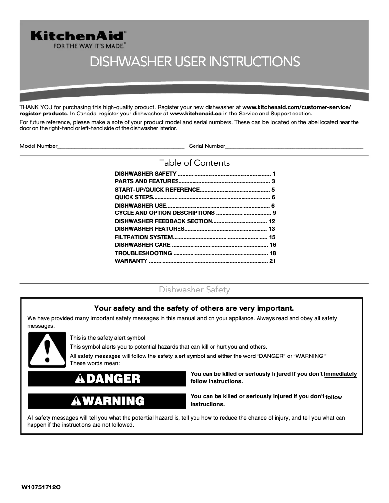 Page 1 de la notice Manuel utilisateur KitchenAid KDFE204ESS