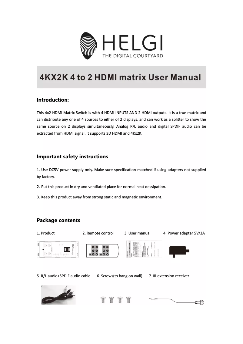 Página 1 del manual Manual de usuario HELGI HLG0342PRO