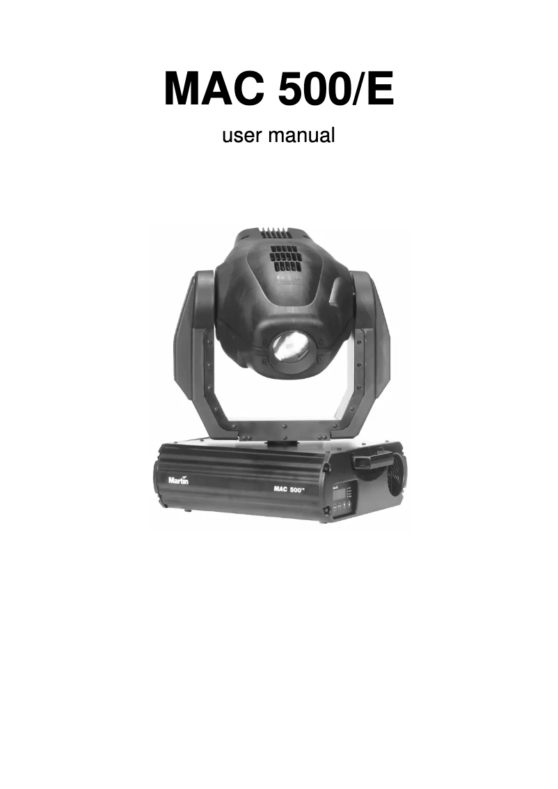 Page n°1 - Manuel utilisateur Martin MAC 500