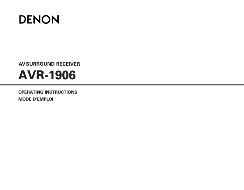 Page n°1 - Manuel utilisateur Denon AVR-1906