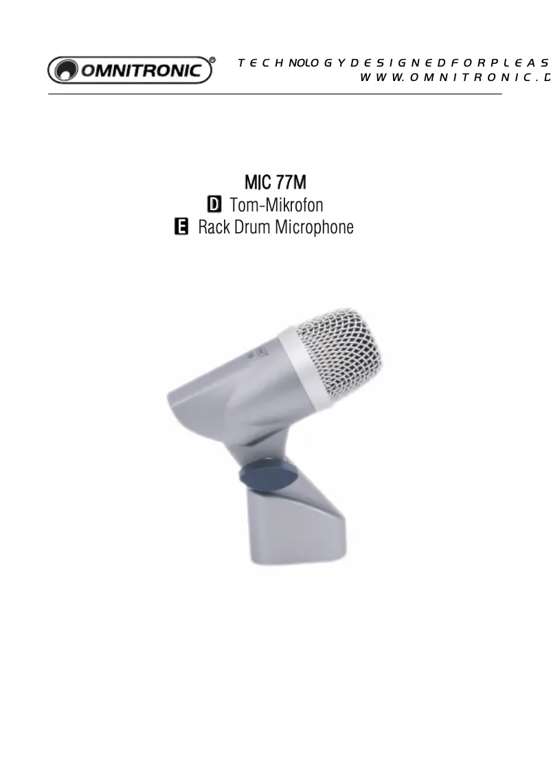 Page n°1 - Manuel utilisateur Omnitronic MIC 77M