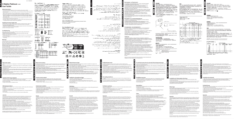 Page 1 de la notice Manuel utilisateur Cooler Master X Mighty Platinum 2000