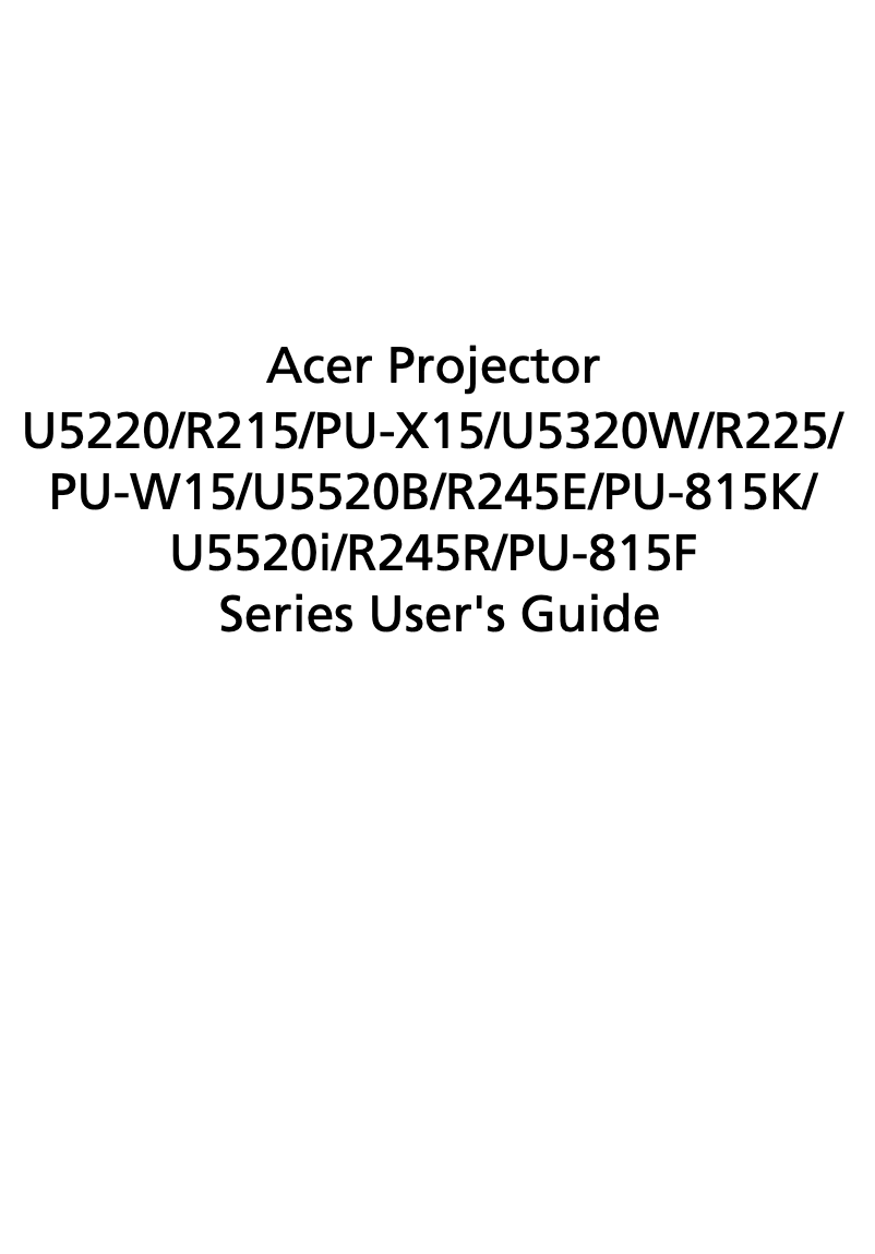 Page n°1 - Manuel utilisateur Acer U5320W