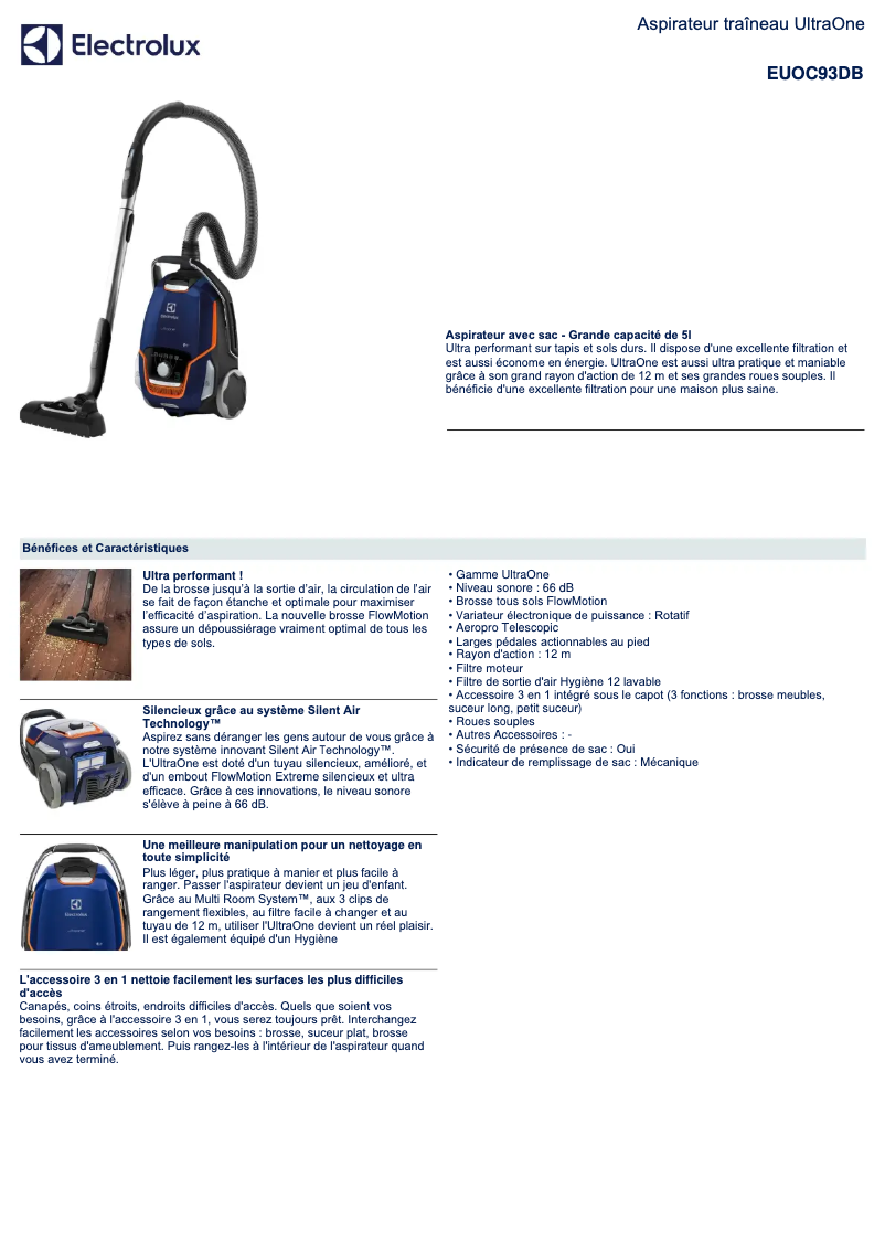 Image de la première page du manuel de l'appareil UltraOne EUOC93DB