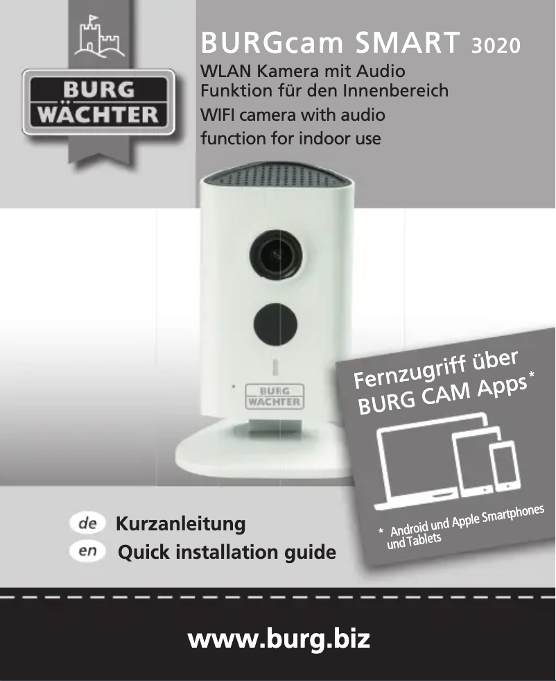 Page 1 de la notice Manuel utilisateur Burg Wächter BURGcam SMART 3020