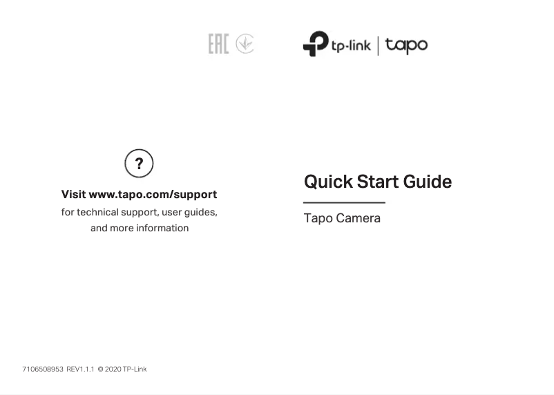 Page 1 de la notice Manuel utilisateur TP-Link Tapo C110
