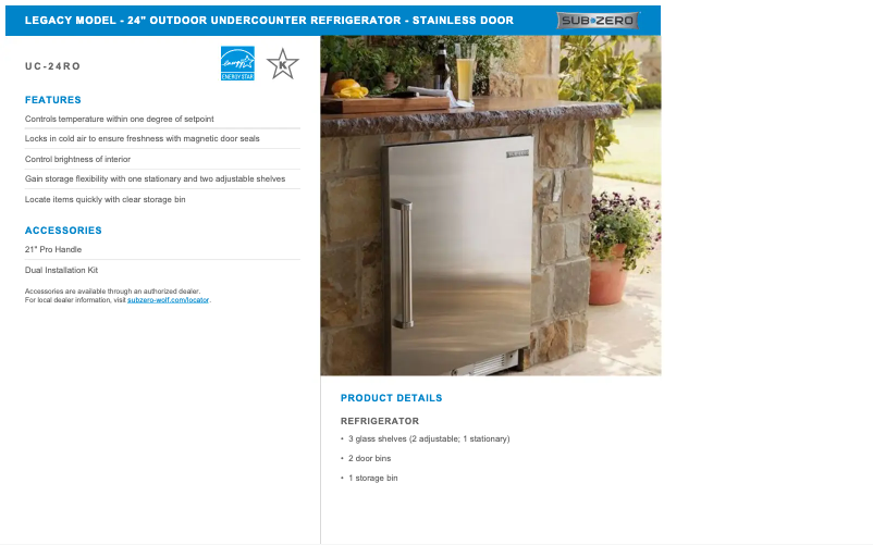 Page 1 de la notice Manuel utilisateur Sub-Zero UC-24RO