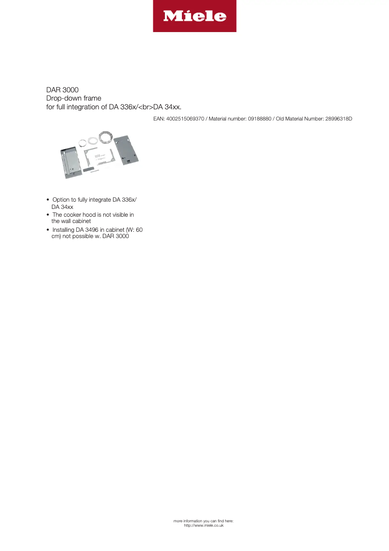 Page n°1 - Fiche technique Miele DAR 3000