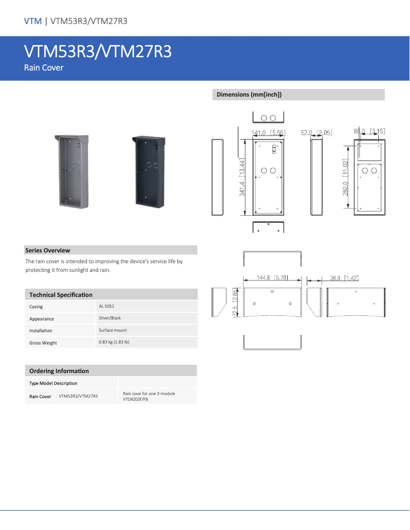 Page 1 de la notice Manuel utilisateur Dahua Technology VTM53R3