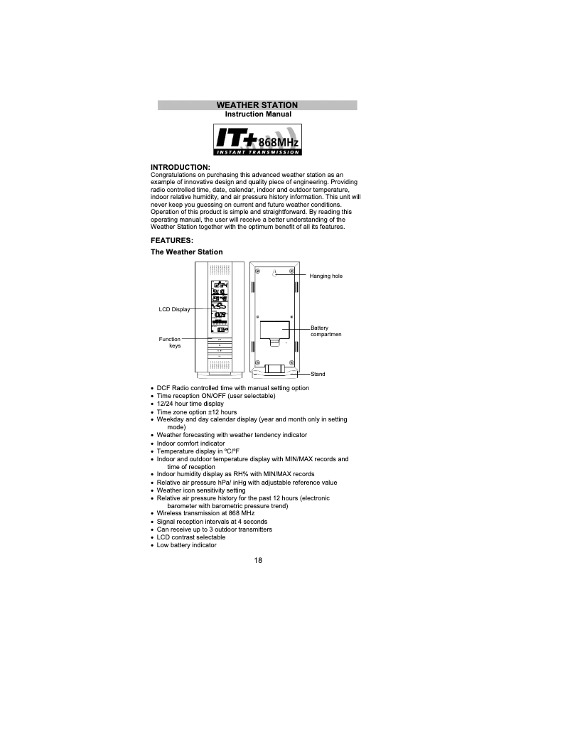 Page 1 de la notice Manuel utilisateur TFA 35.1044.55.IT