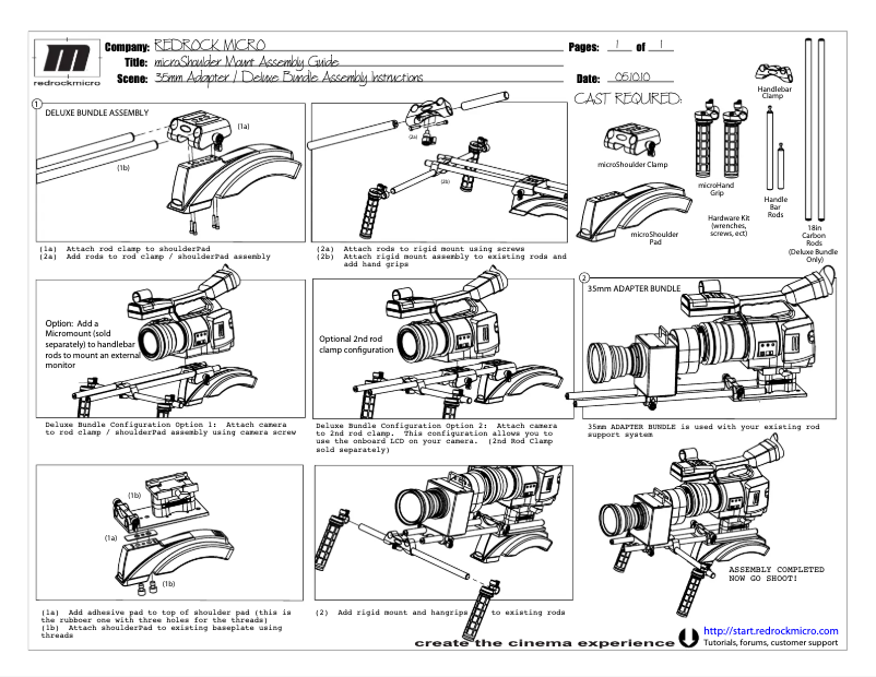 Page 1 de la notice Manuel utilisateur Redrock Micro MicroShoulderMount