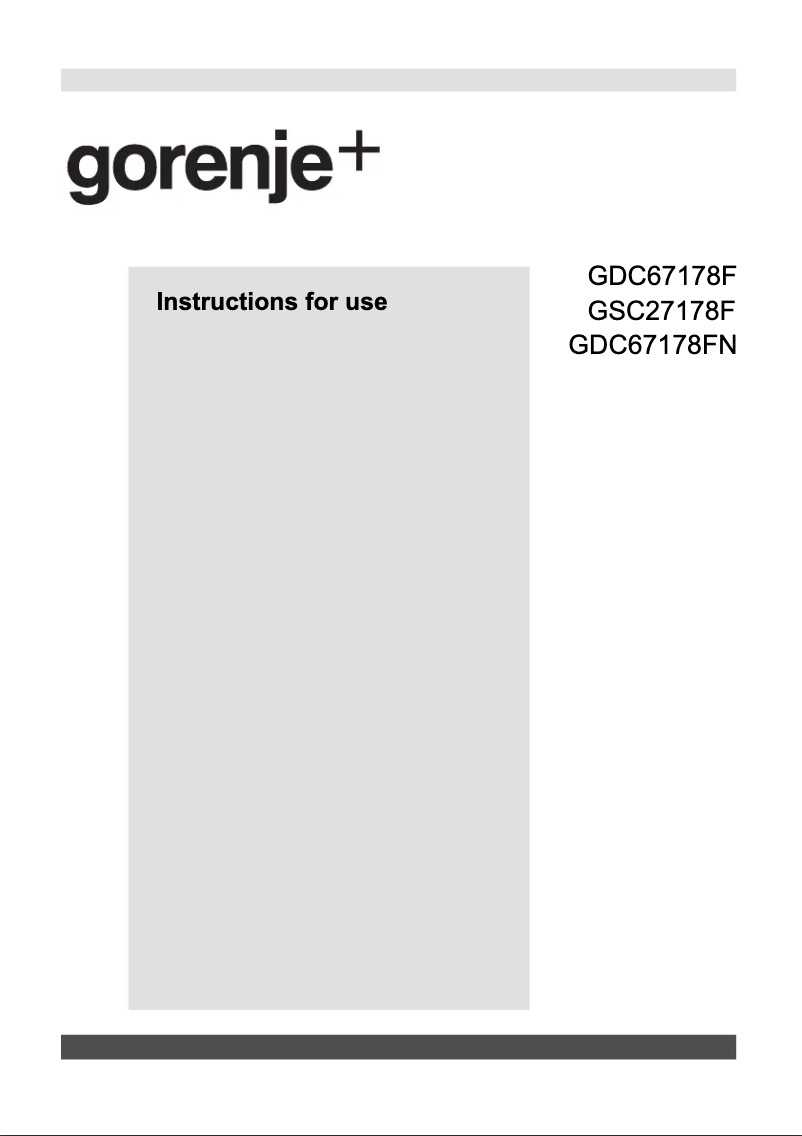 Page n°1 - Manuel utilisateur Gorenje GDC67178F