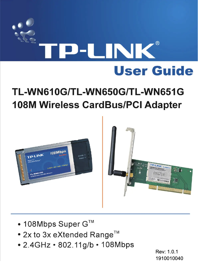 Page 1 de la notice Manuel utilisateur TP-Link TL-WN650G