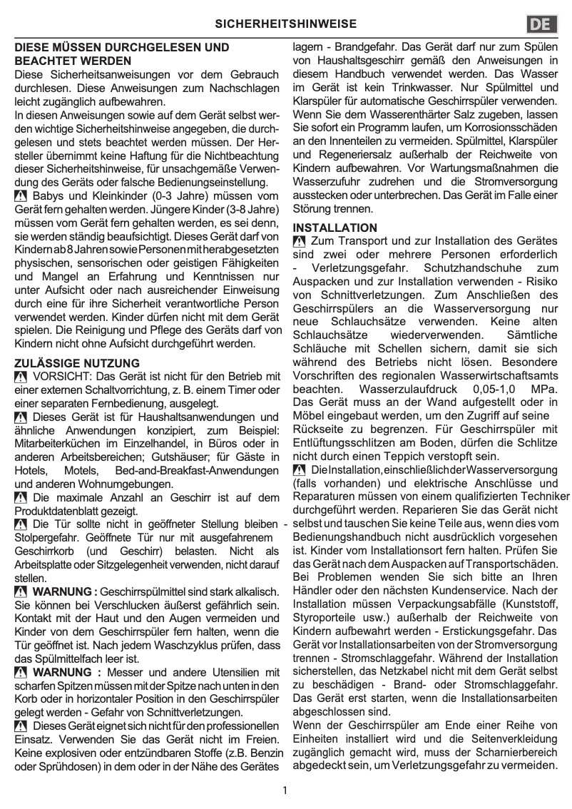 Page n°1 - Instructions de sécurité Bauknecht BBC 3C26 X