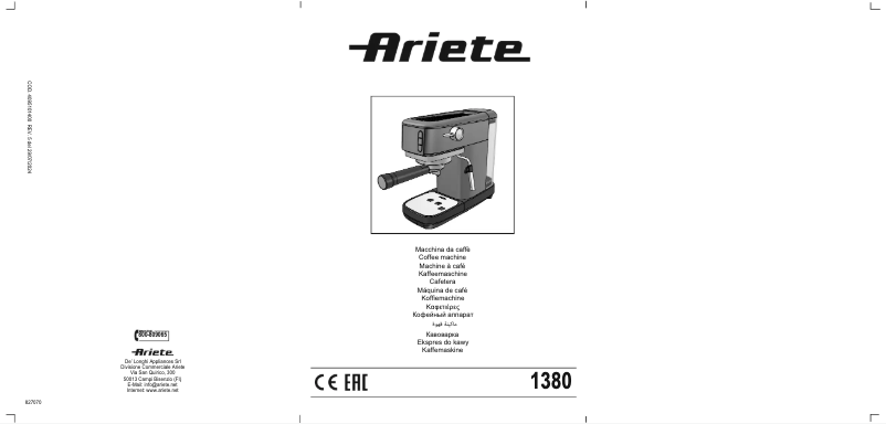Page n°1 - Manuel utilisateur Ariete 1380