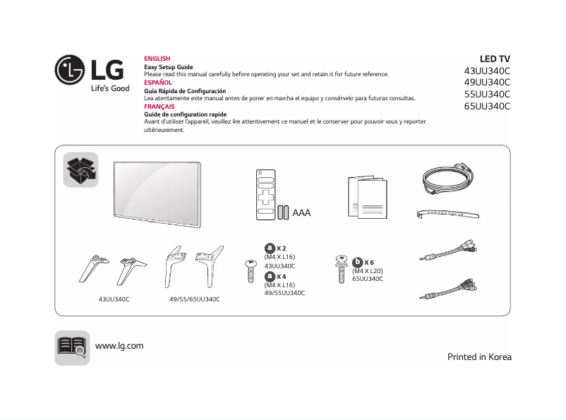 Page 1 de la notice Manuel utilisateur LG 55UU340C