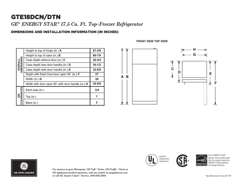 Image de la première page du manuel de l'appareil GTE18DCNRSA
