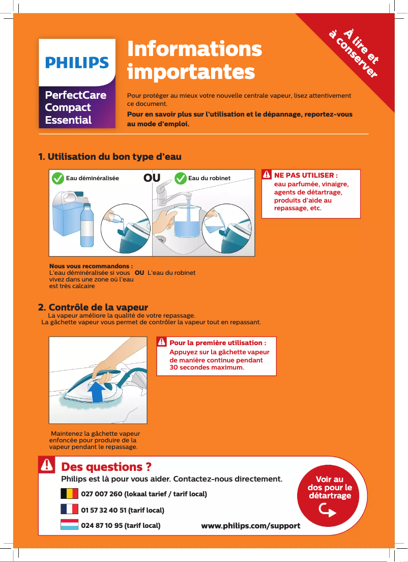 Image de la première page du manuel de l'appareil PerfectCare Compact Essential GC6833