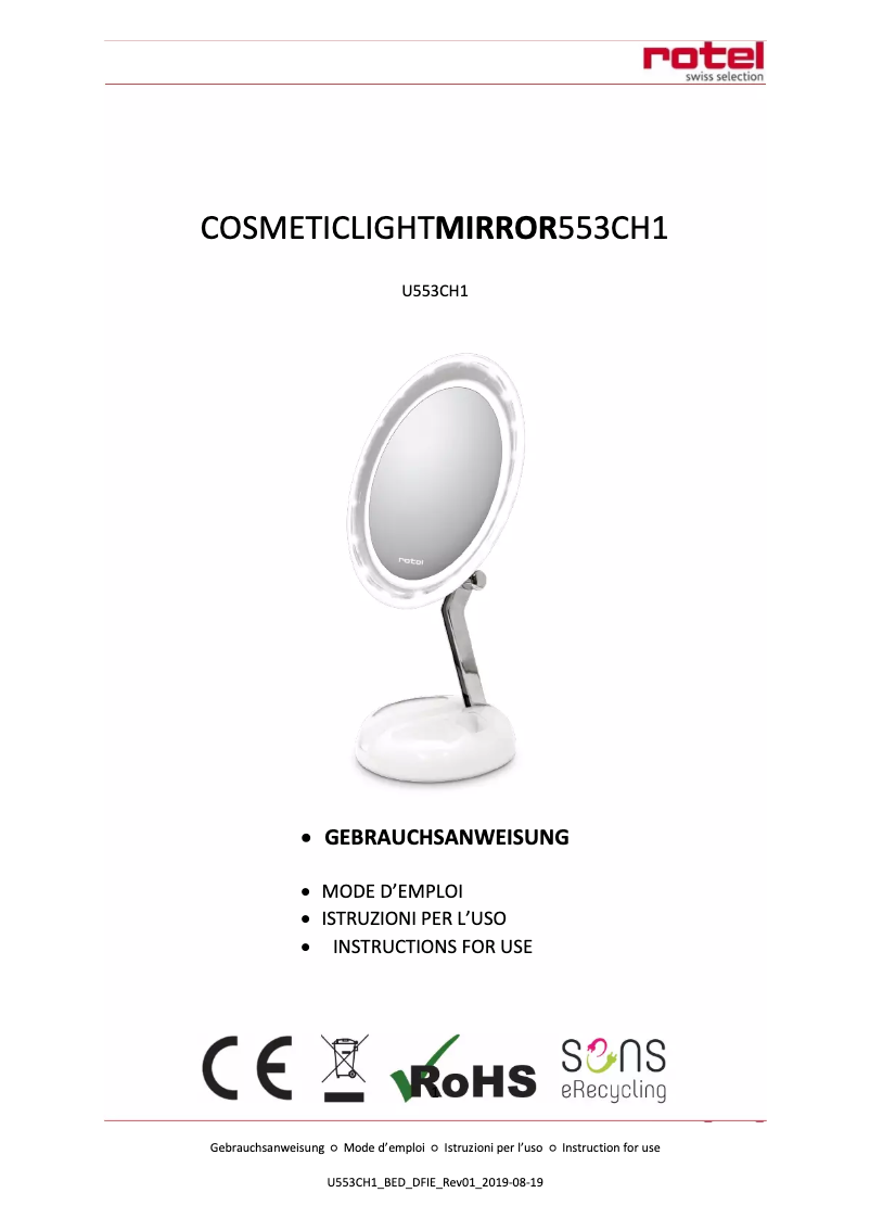 Page n°1 - Manuel utilisateur Rotel U553CH1