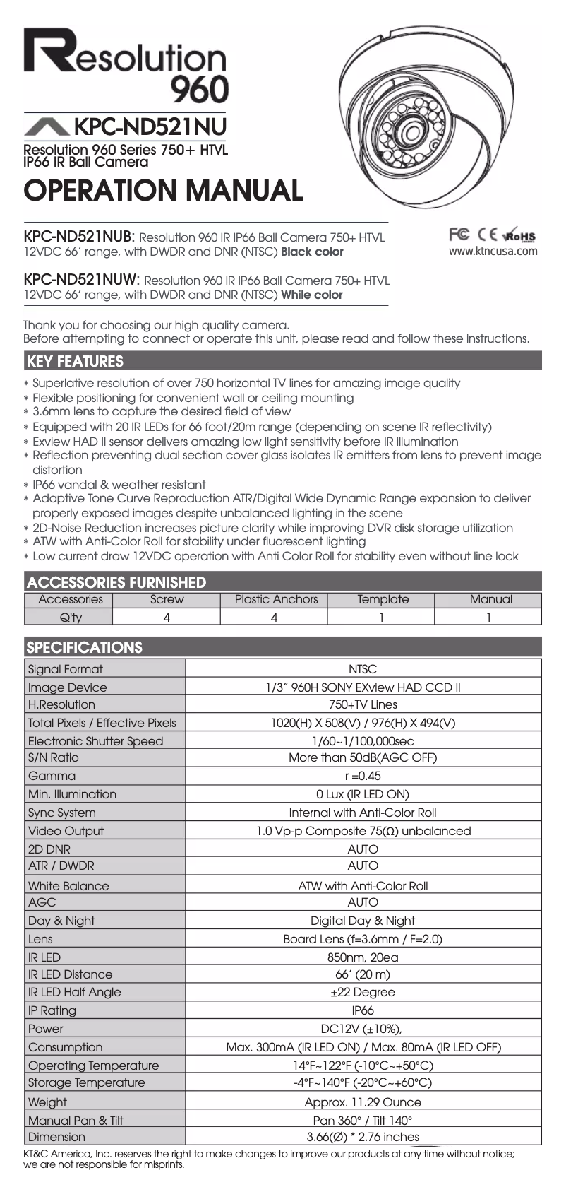 Page n°1 - Manuel utilisateur KT&C KPC-ND521NUW