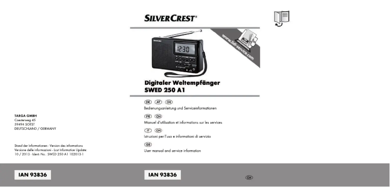 Page n°1 - Manuel utilisateur SilverCrest SWD 250 A1