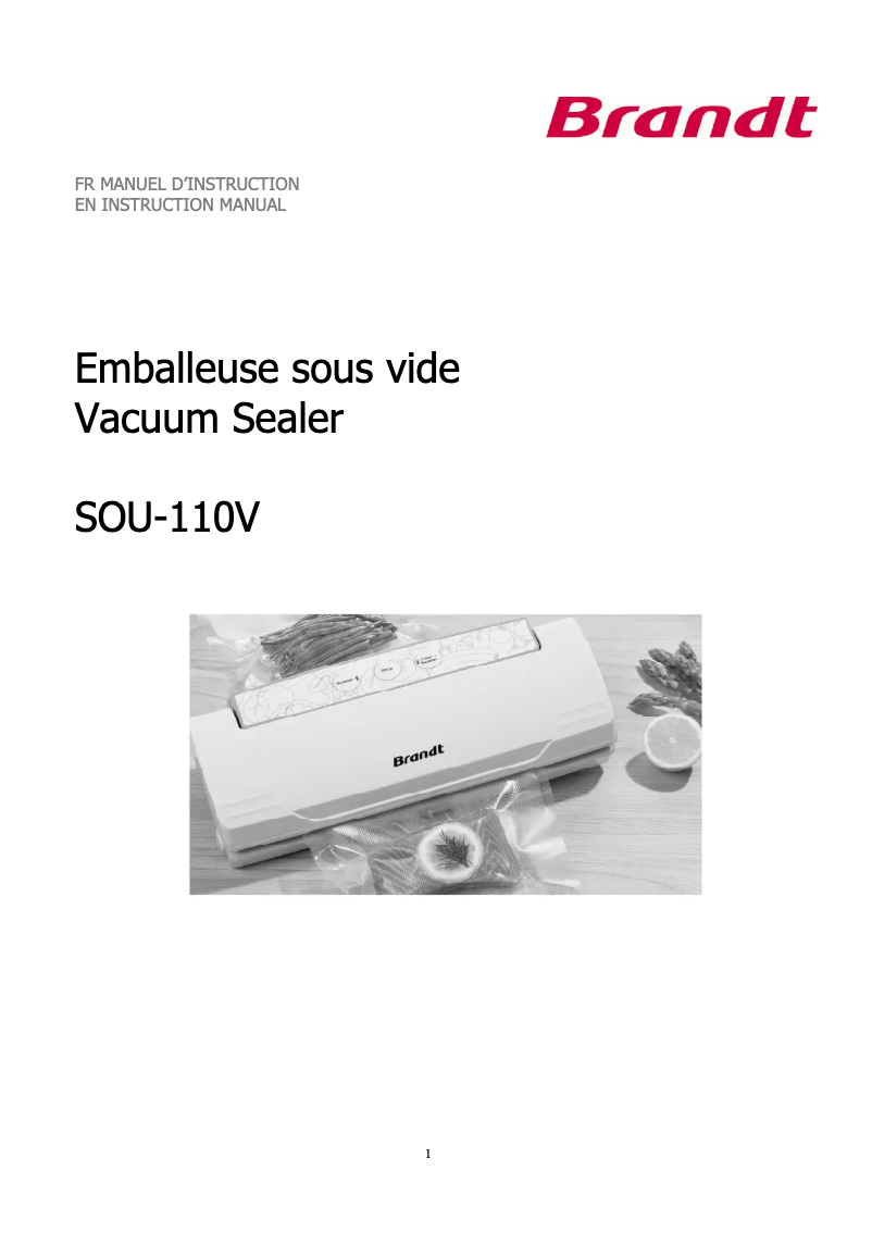 Image de la première page du manuel de l'appareil SOU-110V