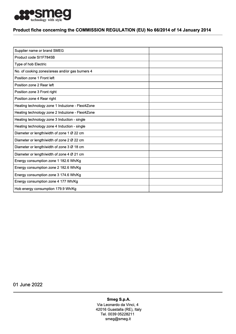 Page 1 de la notice Brochure Smeg SI1F7845B