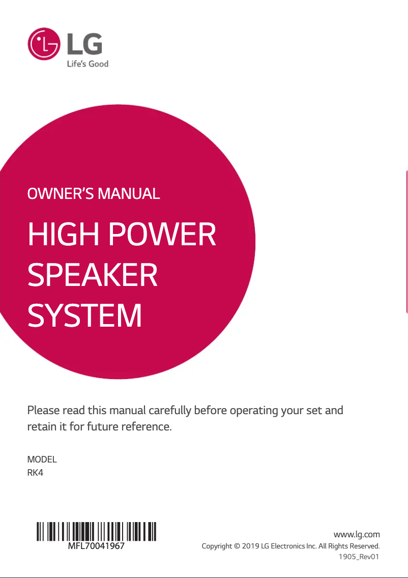 Página 1 del manual Manual de usuario LG RK4