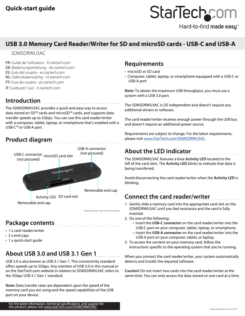 Image de la première page du manuel de l'appareil SDMSDRWU3AC