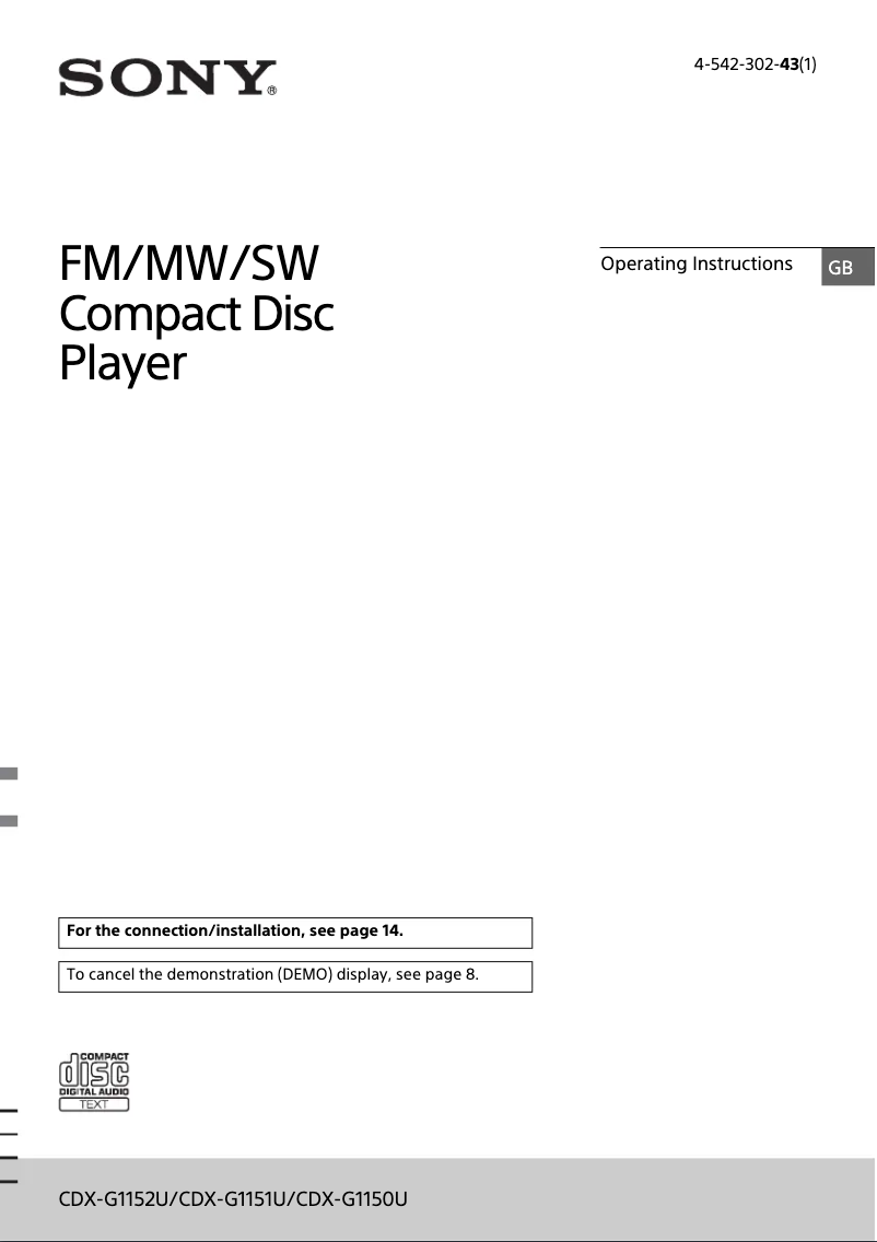 Page 1 de la notice Manuel utilisateur Sony CDX-G1151U