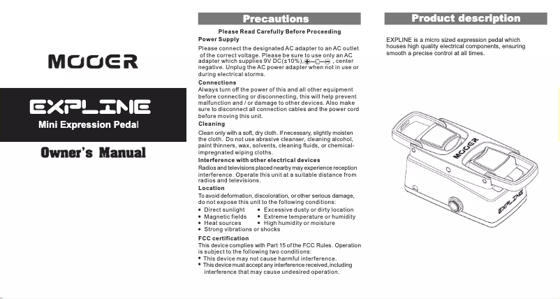 Page 1 de la notice Manuel utilisateur Mooer Expline