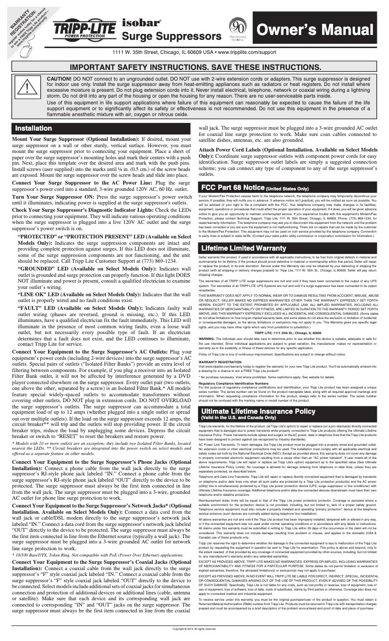 Page 1 de la notice Manuel utilisateur Tripp Lite IBAR4-6D