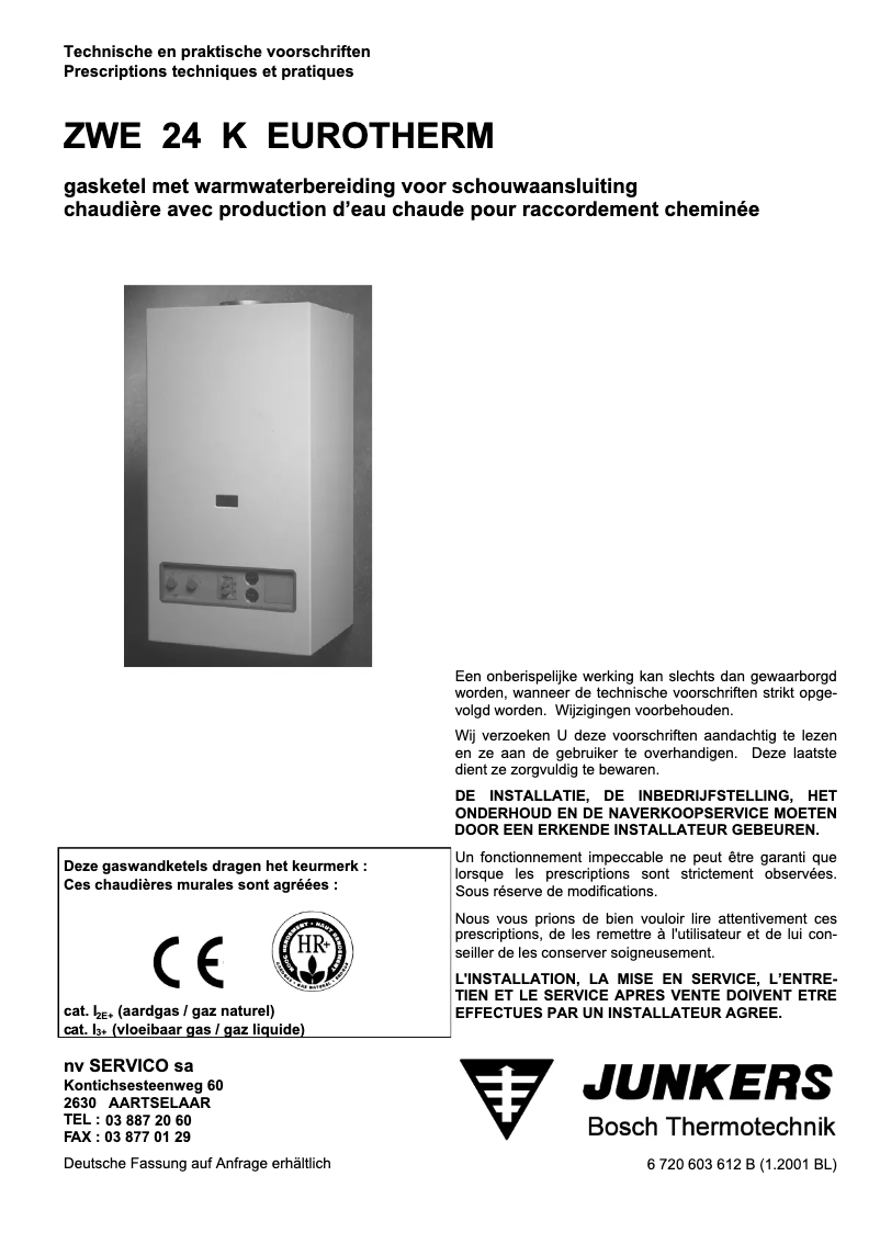 Page 1 de la notice Manuel utilisateur Junkers Eurotherm ZWE 24 K