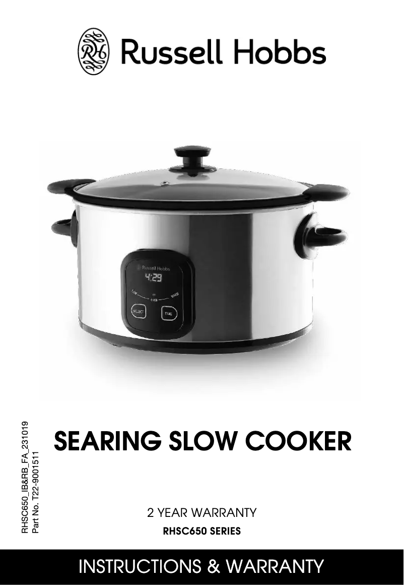 Page 1 de la notice Manuel utilisateur Russell Hobbs RHSC650BLK