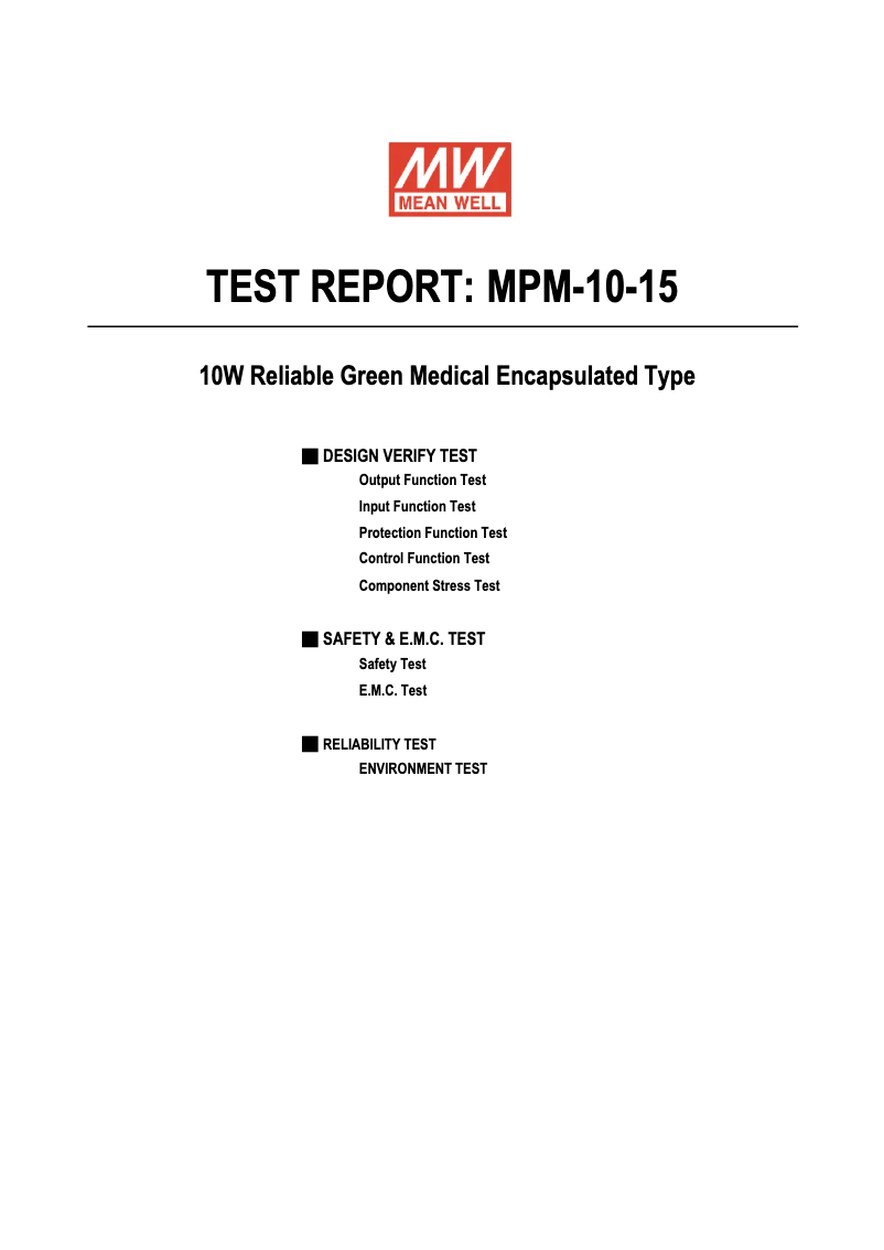 Page 1 de la notice Fiche technique Mean Well MPM-10-15