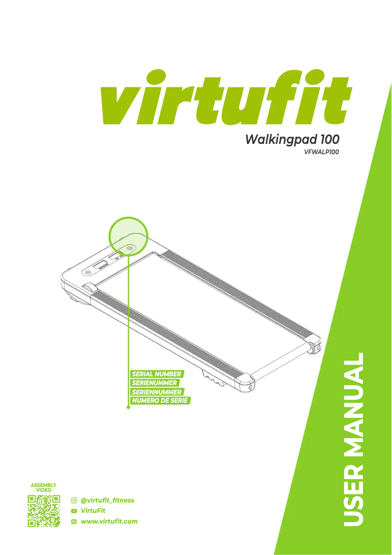 Page 1 de la notice Manuel utilisateur VirtuFit Walkingpad 100