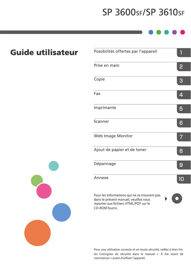 Page n°1 - Manuel utilisateur Ricoh Aficio SP 3610SF