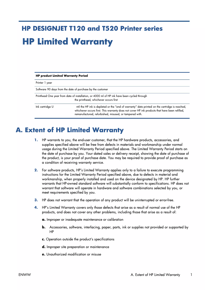 Image de la première page du manuel de l'appareil Designjet T520