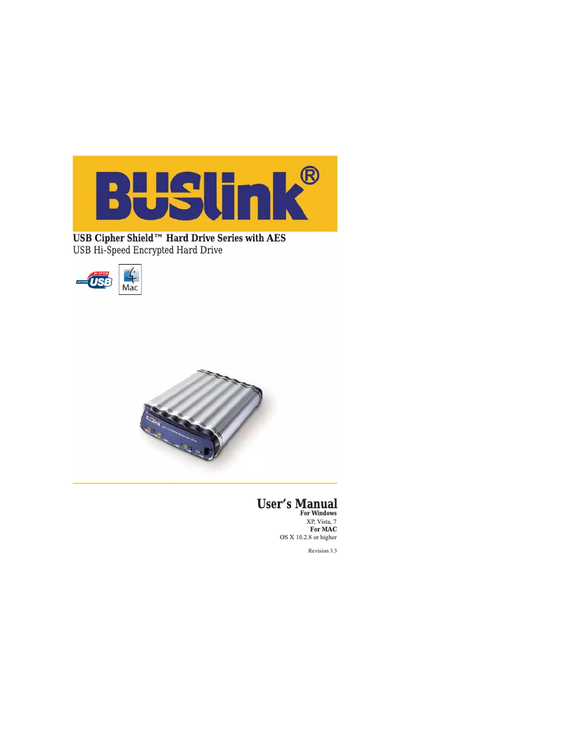 Page n°1 - Manuel utilisateur BUSlink CipherShield HDD