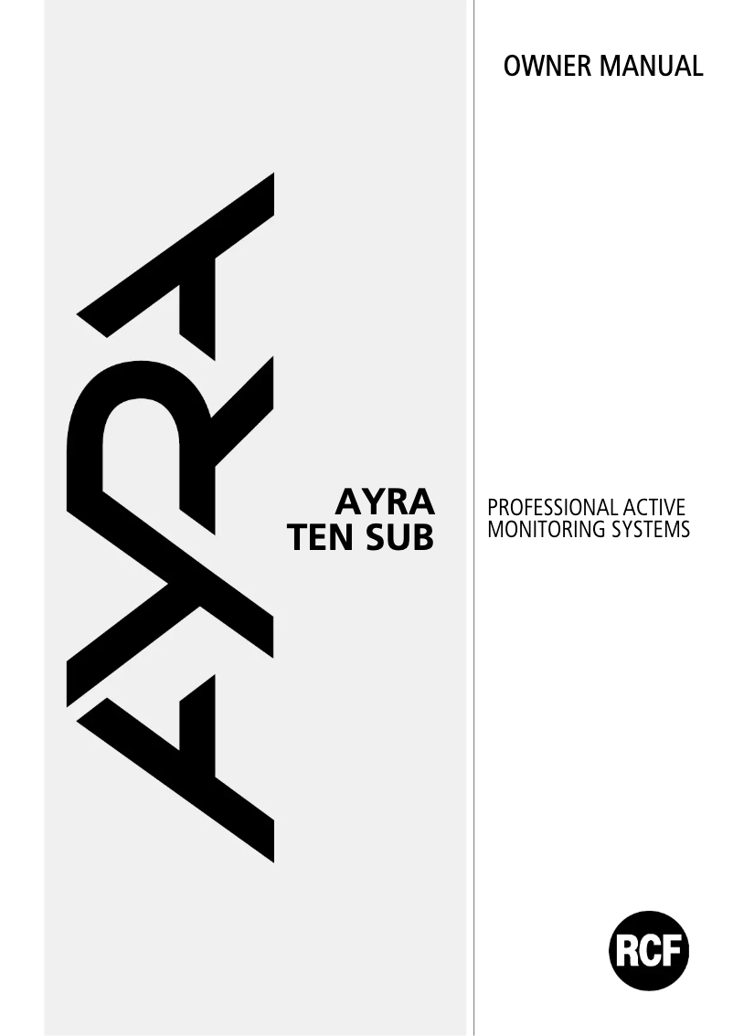 Page n°1 - Manuel utilisateur RCF AYRA 10 SUB