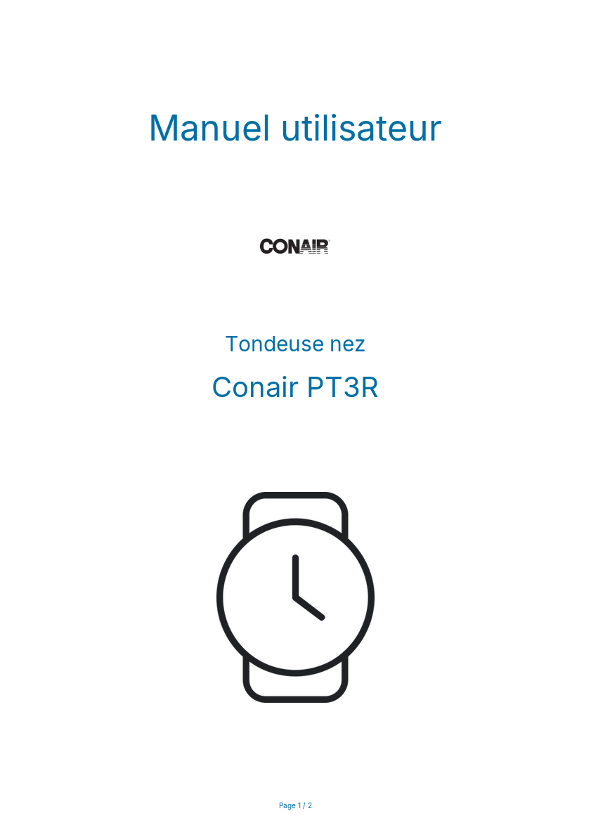 Page n°1 - Manuel utilisateur Conair PT3R