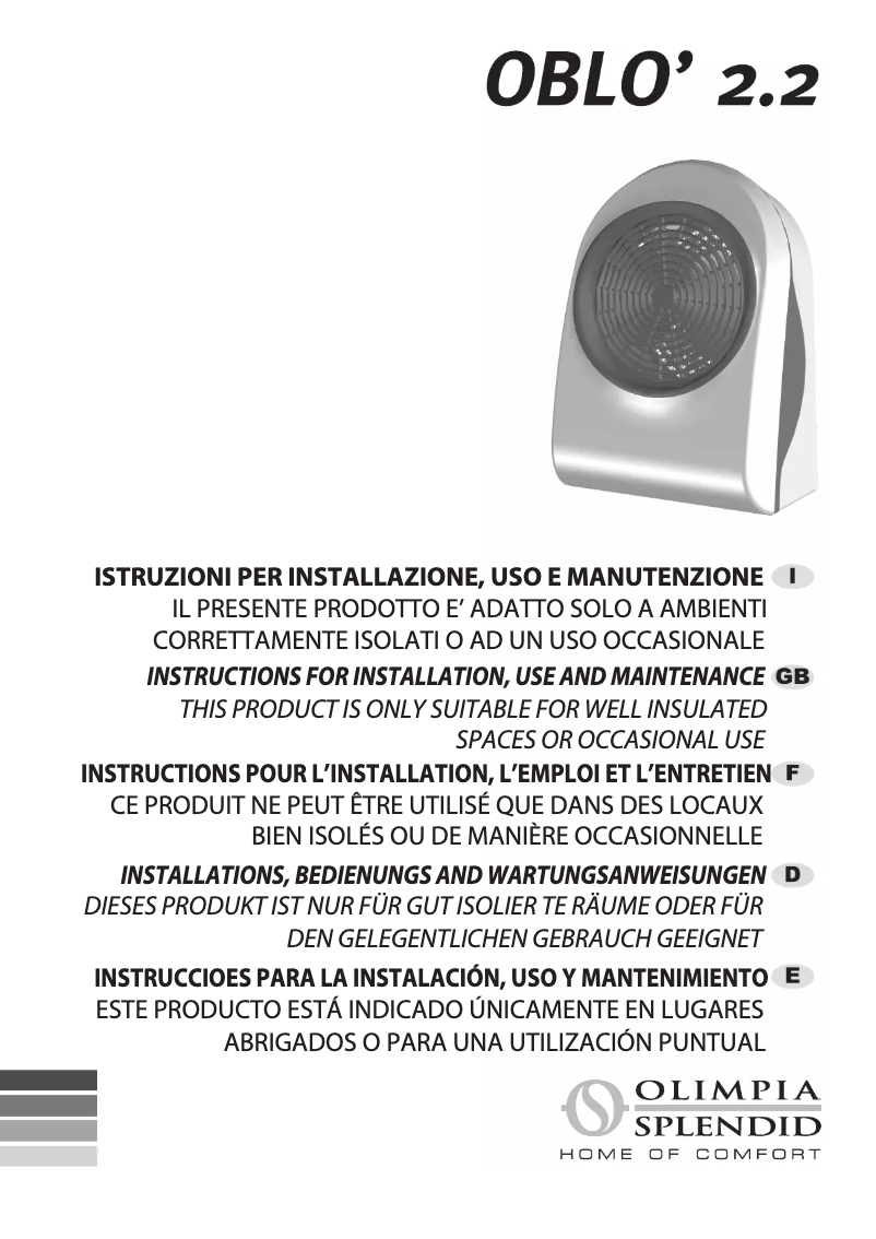 Image de la première page du manuel de l'appareil Oblò 2.2