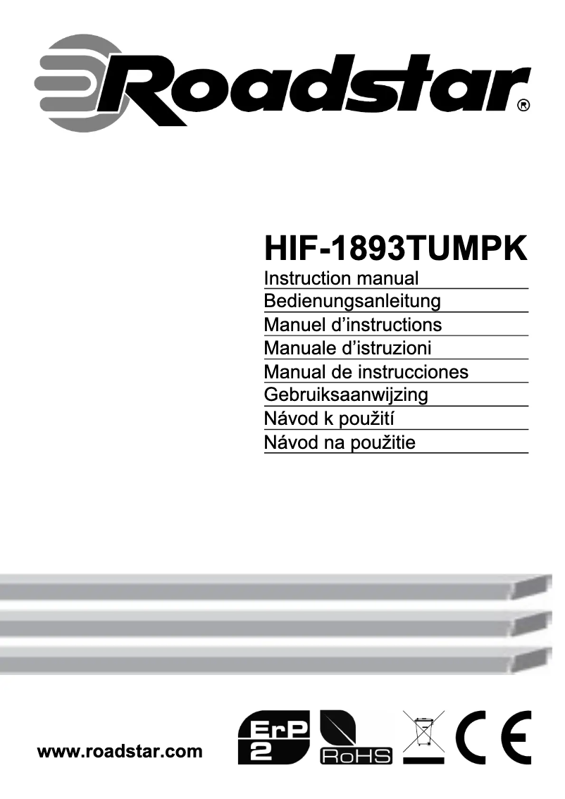 Page 1 de la notice Manuel utilisateur Roadstar HIF-1893TUMPK