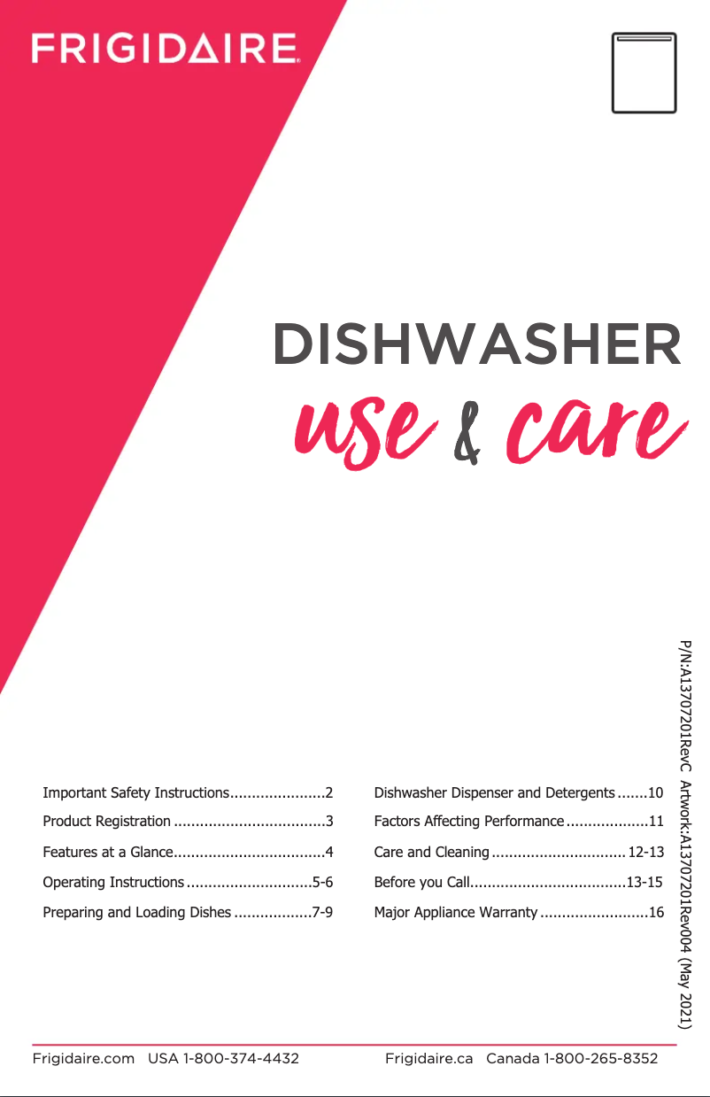 Page n°1 - Manuel d'utilisation et d'entretien Frigidaire FFCD2413UB