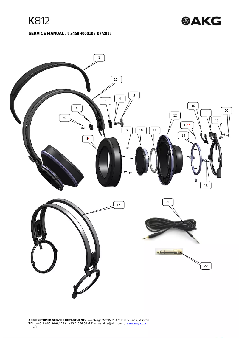 Page n°1 - Manuel utilisateur AKG K812