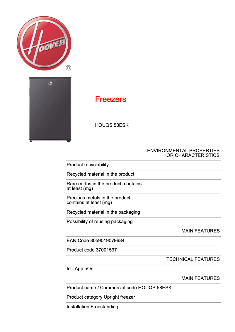 Image de la première page du manuel de l'appareil HOUQS 58ESK