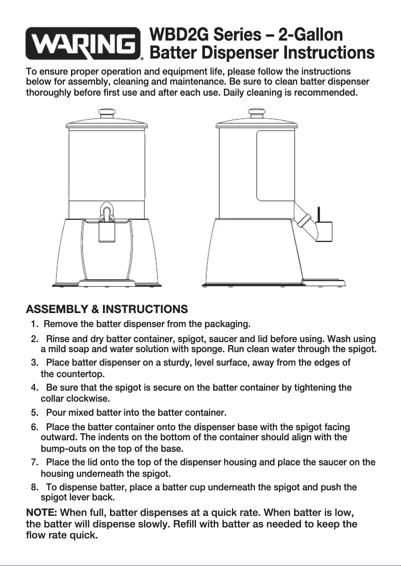 Image de la première page du manuel de l'appareil WBD2G
